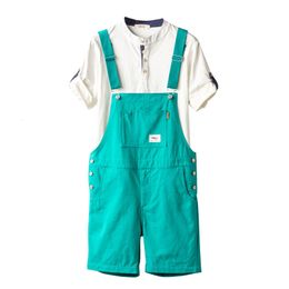 Men's Shorts Summer Overalls For Men Bib Jumpsuits Cotton Straight Loose Red Orange Yellow Khaki Male Solid Casual Pants Clothing230316
