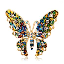 Brooches Beautiful Enamel Butterfly Brooch Corsage Crystal Rhinestones Insect Decor Scarf Suit Sweater Pin Accessories