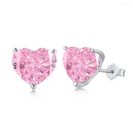 Stud Earrings WPB S925 Sterling Silver Women Pink Heart Female 8A Zircon Luxury Jewellery Girl's Gift Holiday Party Fashion