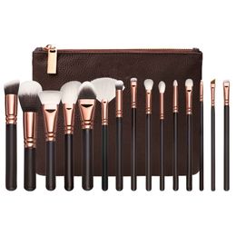 Professional Makeup Brush Set 15pcs Makeup Brushes With PU Bag For Powder Foundation Blush Eyeshadow Eyeliner Blending Pencil