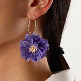 Dangle Earrings Arrival Fashion Geometry Big Vintage White Purple Cloth Flower Drop For Women Bohemian Beach Jewelry Gift