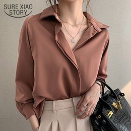 Women's Blouses Shirts Plus Size Loose Shirt Korean Clothes Autumn Women Fashion Blouses Solid Long Sleeve Blouse Simple OL Feminine Blusa 11193 230317