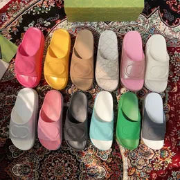 Designer Slippers Women Thick Bottom Sandals Fashion Embroidered Printed Canvas Girls Platform Wedge Rainbows Sandal Middle Heel Rubber