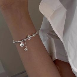 Strand Beaded Strands Trendy Freshwater Pearls Hand Chain Exquisite Heart Bracelet Women's Korean Style Natural Pearl Jewellery Vintage