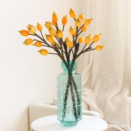 Decorative Flowers Large Branch Simulation Plastic Loquat Fruit Luxury Home Decoration Ornaments Shopping Mall Window Display Fake Branches