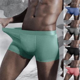 Underpants Simple Design Men Solid Colour Mid Waist Cool Comfortable Breathable Boxers Mens Summer Shorts