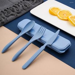 Dinnerware Sets 3pcs/set Travel Cutlery Portable Box Simplicity Japan Style Knife Fork Spoon Student Kitchen Tableware