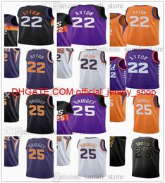 2021 Basketball Jerseys Deandre 22 Ayton Mikal 25 Bridges City Black Purple Earned White Orange Color Breathable Sports