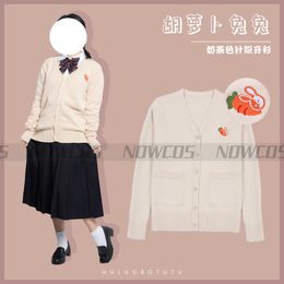 Clothing Sets Sweater Uniform JK Cardigan Thickening Cute Carrot Embroidery Jacket Cotton Coat Women School Knitted SweaterClothing