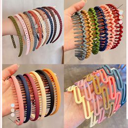 Morandi Color Hair Hoop Female All-Match Press Hair Head Buckle Headband Girl Frosted Serrated Hair Accessories