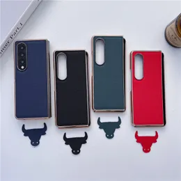 Folding Lychee Pattern Vogue Phone Case for iPhone 14 13 Pro Max Samsung Galaxy Z Fold4 Fold3 Flip3 Flip4 S23 Ultra S22 Plus S21 Genuine Leather Solid Protective Shell