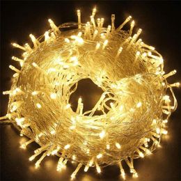 Strings Xmas Outdoor Christmas Lights Led String 100M 10M 5M Luces Decoracion Fairy Light Holiday Lighting Tree GarlandLED