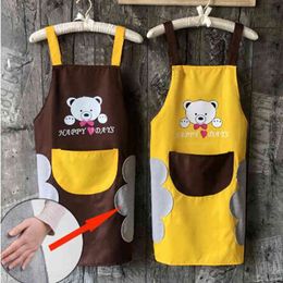 Hand towel apron waterproof stain home kitchen cooking waist Korean creative cute bear hanging neck towel apron oversleeve