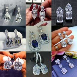 52 Styles Lab Moissanite Dangle Earring 925 sterling silver Jewelry Party Wedding Drop Earrings for Women Bridal Birthday Gift