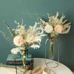 Decorative Flowers & Wreaths European Artificial Flower Bouquet Family Home Party Decoration Simulation Wedding Reed Silk Hydrangea