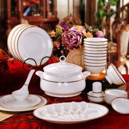 Dinnerware Sets Jingdezhen 56 Head Golden Bone Tableware Ceramics Dishes Phnom Penh Wedding Housewarming Gifts