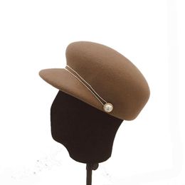 Berets Fedoras Hats For Women Brand Quality Wool Felt Hat Winter Fashion Military Fedora Knight Equestrian CapBerets