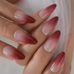 False Nails Almond Medium Press On Gel Full Cover Stiletto Ombre Fake Long Red Nude Artificial Acrylic Nail Kit