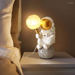 Table Lamps Cartoon Characters Walk In Space Series Lamp Wall Astronaut Placed Children's Room Bedroom Headbed Decorative Feature