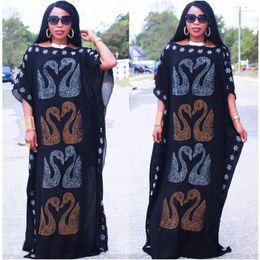 Ethnic Clothing African Dresses For Women Bat Sleeve Diamond Kaftan Dashiki Dress Beading Abaya Maxi Bazin Vintage Gowns Africa Lady Party