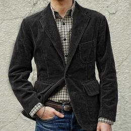 Men's Suits Men's Coat Corduroy Casual Suit With Shoulder Pads High-Quality Fashion Lapel Long-Sleeved Solid Colour Jacket Winter Models