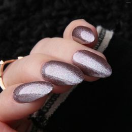 False Nails Glossy Maroon Almond Press On Short Stiletto Fake Chrome Artificial Brown Daily Wear Nail Tip