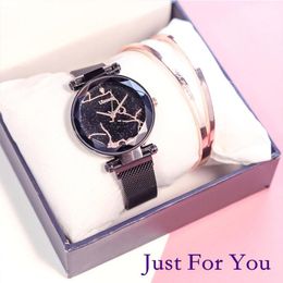 Wristwatches 2023 Casual Watch Fashion Women Luxury Analogue Quartz Starry Sky Wristwatch Dress Montre Femme Men