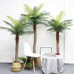 Decorative Flowers 250CM Artificial Palm Tree Small Coconut Simulation Plant Bonsai Indoor Tropical Green Floor Potted Vase House Decoration