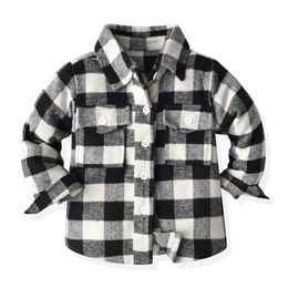 Kids Shirts Uniex born Baby Boys Girls Warm Flannel Shirts Single Breasted Shirts Blouse Toddler Winter Windcoat Tops Toddler Infant Clot 230317