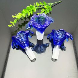 Hookahs Blue Double Snake Head Bubble Wholesale Glass Hookah, Glass Water Pipe Fittings, Smoking