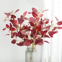 Decorative Flowers Artificial Berry Green Eucalyptus Branch Fake Fruit Leaves For Home Shop Wedding Flower Arrangement Decoration