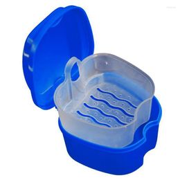 Storage Bottles Clear Braces Bath Box Denture Cleaning Case Dental False Teeth With Hanging Net Container Soak Cases