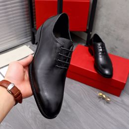 2023 Mens Dress Shoes Genuine Leather Formal Brand Designer Pointed Toe Lace Up Business Oxford Shoes Footwear 11 Size 38-44