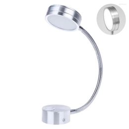 Wall Lamps LED Silver Bedroom Bedside Lamp Reading With Knob Switch 5W 90-260V Light Direction Adjustable