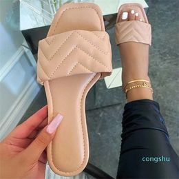 Slippers Soft Leather Woven Women Summer 2023 Flat Heels Beach Casual Slides Shoes Woman Outdoor Sandals Flip Flops MuterSlippers