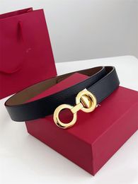 Leather belts for women reversible designer belt popular valentine s day cinture homme plated gold smooth buckle solid Colour western style mens belt thin PJ022 C23