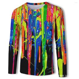 Men's T Shirts 2023 Man Leisure Time Long Sleeves 3D Digital Colour Printing Stripe Round Collar Fashion Jacket
