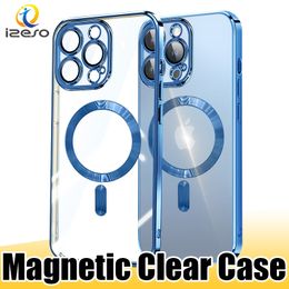 Magnetic Phone Cases for iPhone 15 14 Plus 13 12 Pro Max 11 XR XS 8 Electronic TPU Soft Back Cover Case izeso