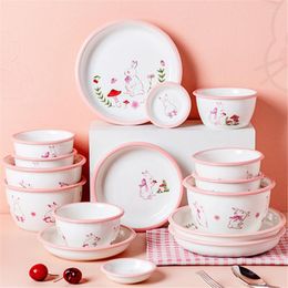 Bowls Net Red Girl Heart Tableware Set Rice Bowl Creative Personality Household Ceramic Dishes