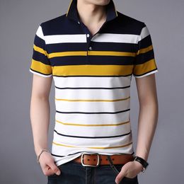 Men's Polos Men'S Classic Striped Polo Shirt Cotton Short Sleeve Summer Plus Oversize M-XXXXL 230317