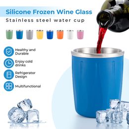 250 ml de chá de chá dupla xícara de resfriamento para acampar churrasqueira aço inoxidável silicone congelado vidro tazas para café