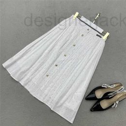 Skirts Designer Spring Summer New Versatile Hot Drill Pressed Pleated Process Letter Decoration Heavy Work Single breasted IUDV