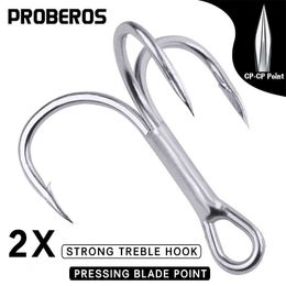 Fishing Hooks PROBEROS 20Pcs/lot Saltwater Fishing Hooks Treble Hooks 1#-2#-4#-6#-8#-10#-12#-14# High-Carbon Steel Fishhooks P230317