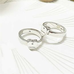 2023 Designer New Fashion Jewellery HEART RING silver original hand Jewellery double ring