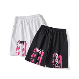 Men's Shorts New off Digital Pink arrow Print Shorts for men and women in spring and summer