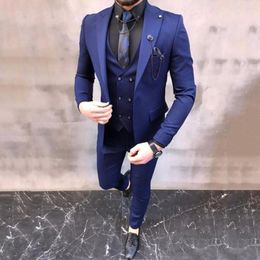Men's Suits Latest Designs 3 Pieces Male For Wedding Slim Fit Elegant Formal Men Groom Wear Blzer Vest Pants Costume Homme