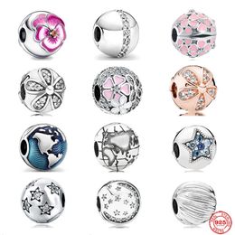 925 silver Fit Pandora Original charms DIY Pendant women Bracelets beads Flowers Star Ball Positioning Buckle Clip Beads Pendant Gift