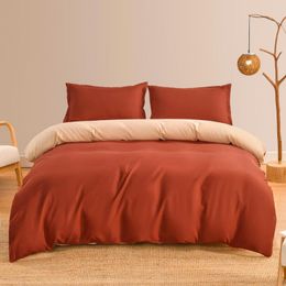 Bedding Sets Classic Orange Set Double-sided Red Green Solid Bed Linen 4pcs/set Duvet Cover Sheet Comforter Home Textile