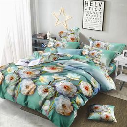 Bedding Sets High Quality Bamboo Fiber Dobby Set 4 Pcs Peach Blossom Rose Duvet Cover Bed Linen Bedclothes Ropa De Cama
