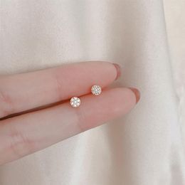 Stud Earrings VOQ Silver Color Simple Round Zircon Are Suitable For Women Girls And Teenagers Piercing Jewelry Accessories